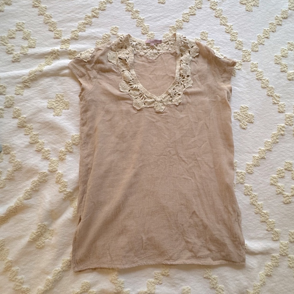 Calypso St. Barth muslin tunic top. Embroidered cream. Gorgeous fit. Large